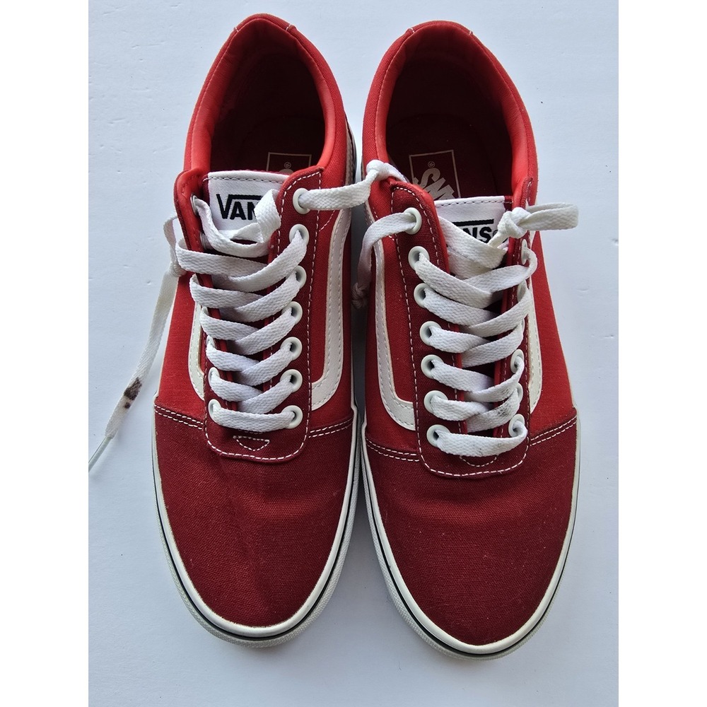Vans Old Skool Red & White Sneakers – Size 8.5 Men Classic Skate Style - Picture 8 of 9